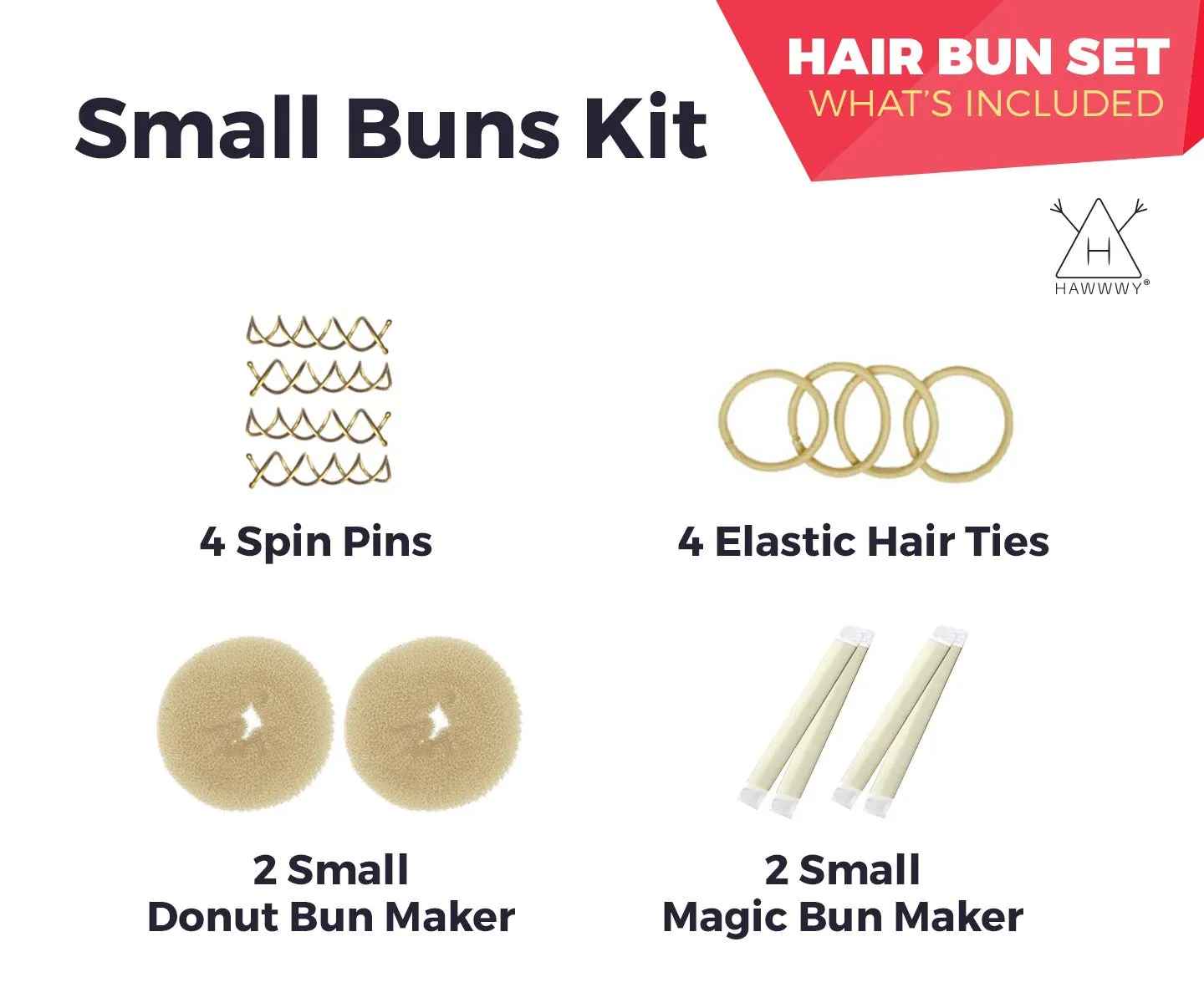 12Piece Hair Bun Maker, Easy & Fast Small Bun Tool Best Sellers Kit Short Or Thin Hair