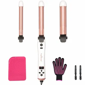 3 in 1 Auto Rotating Curling Iron - TOP4EVER Automatic Hair Curler with Interchangeable Curling Wand (0.75", 1", 1.25"), Adjustable Temp 325°F-430°F, Instant Heat Hair Styling Tools for All Hair Types