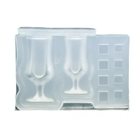 3D Wine Glass with Ice Cubes Silicone Mold