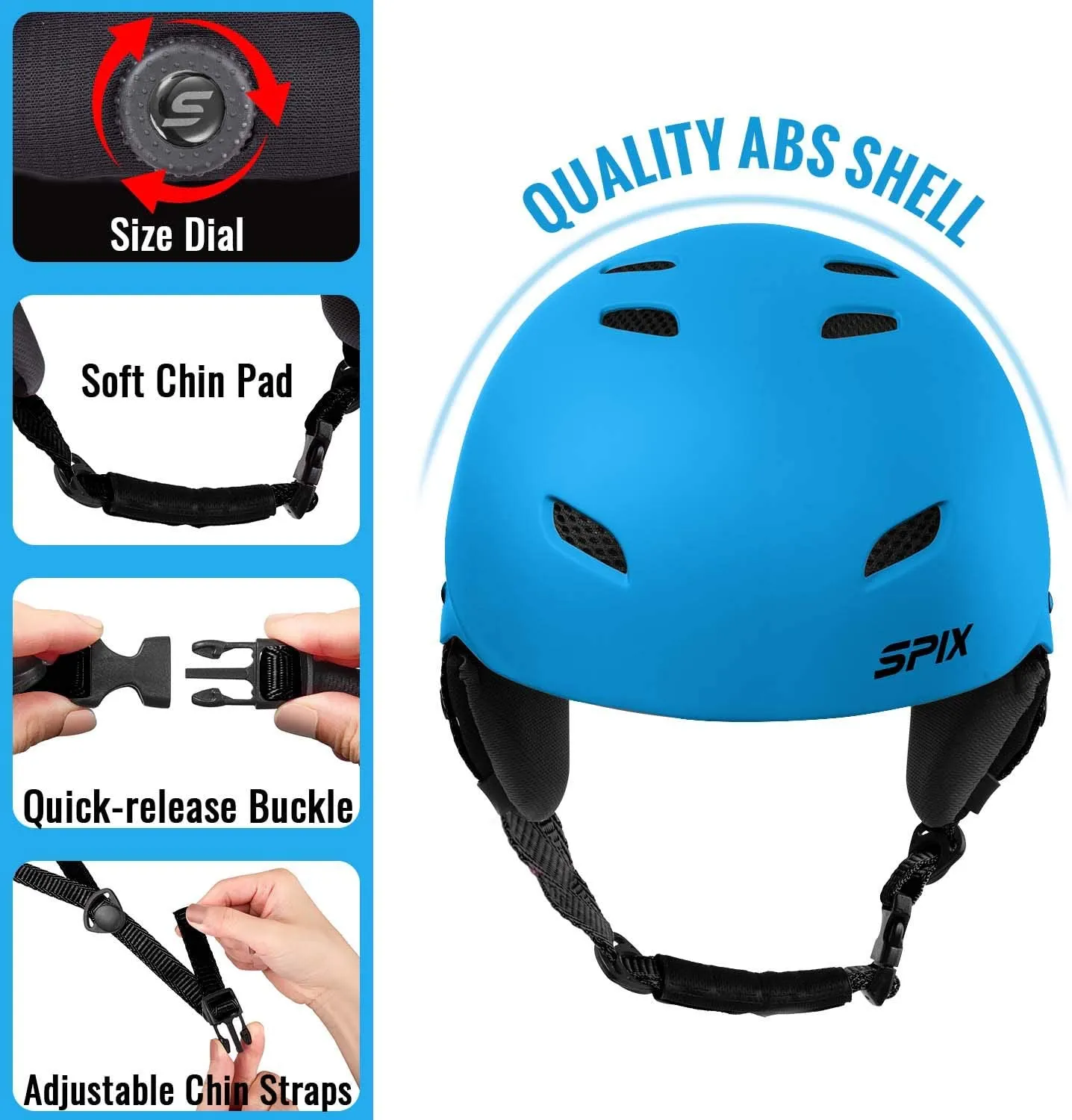 Adjustable Ski Helmet, Color (Matte Blue)