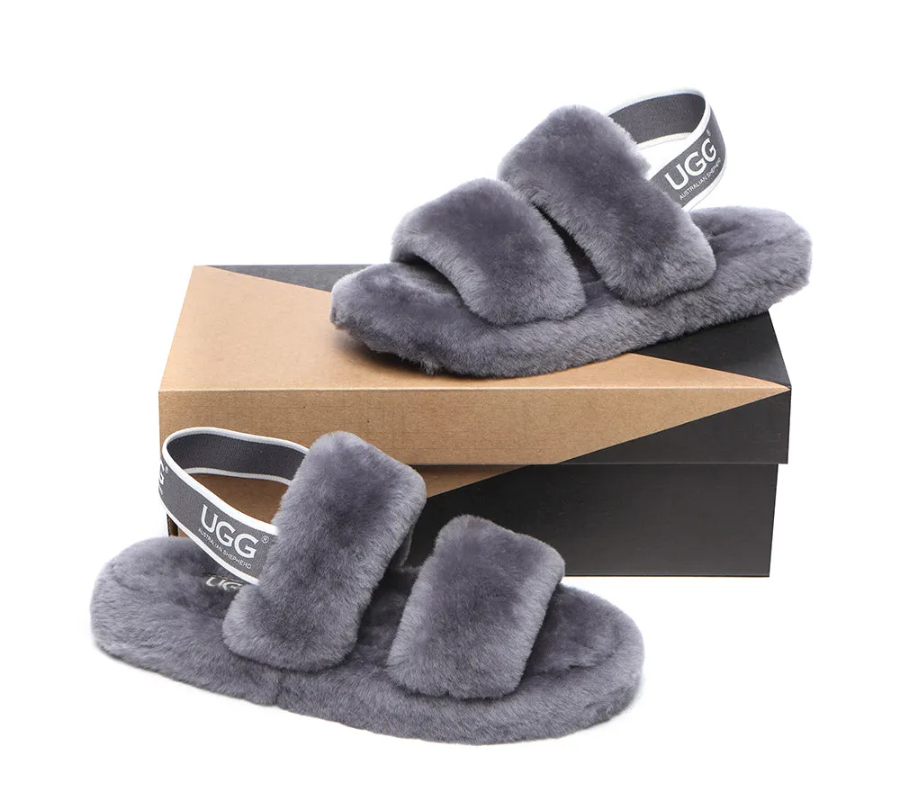 AUSTRALIAN SHEPHERD® UGG Women Double Strap Slingback Fluffy Slides Lonnie