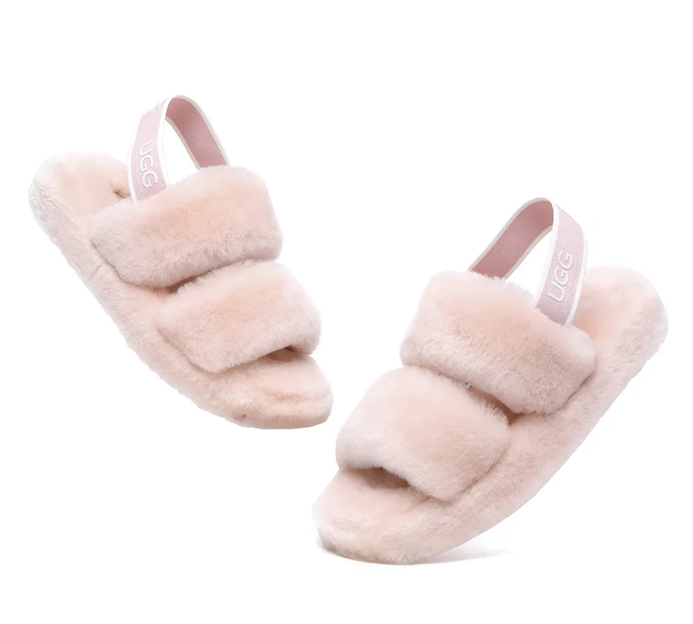 AUSTRALIAN SHEPHERD® UGG Women Double Strap Slingback Fluffy Slides Lonnie