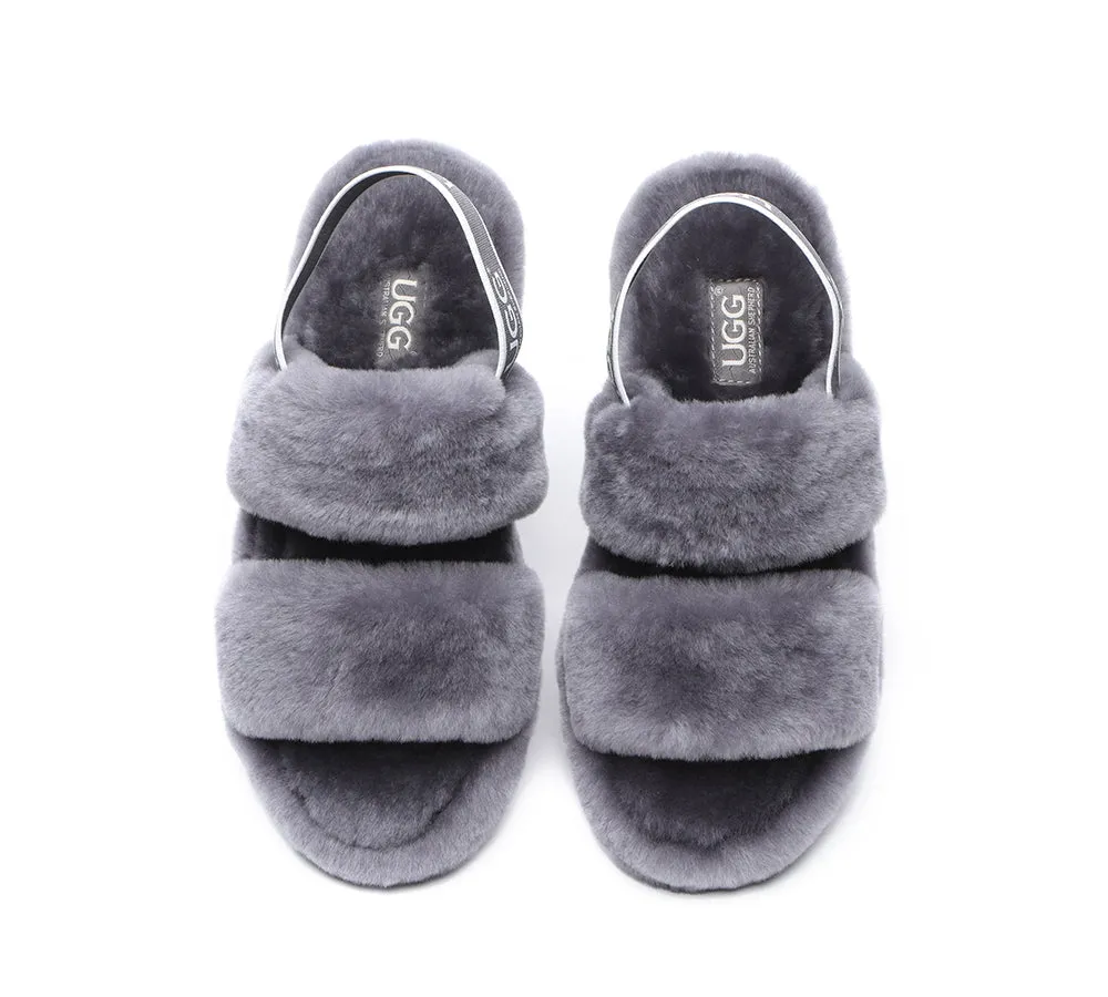 AUSTRALIAN SHEPHERD® UGG Women Double Strap Slingback Fluffy Slides Lonnie