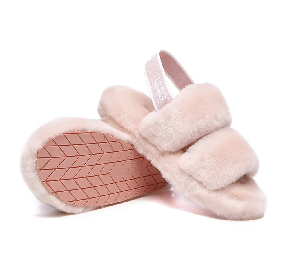 AUSTRALIAN SHEPHERD® UGG Women Double Strap Slingback Fluffy Slides Lonnie