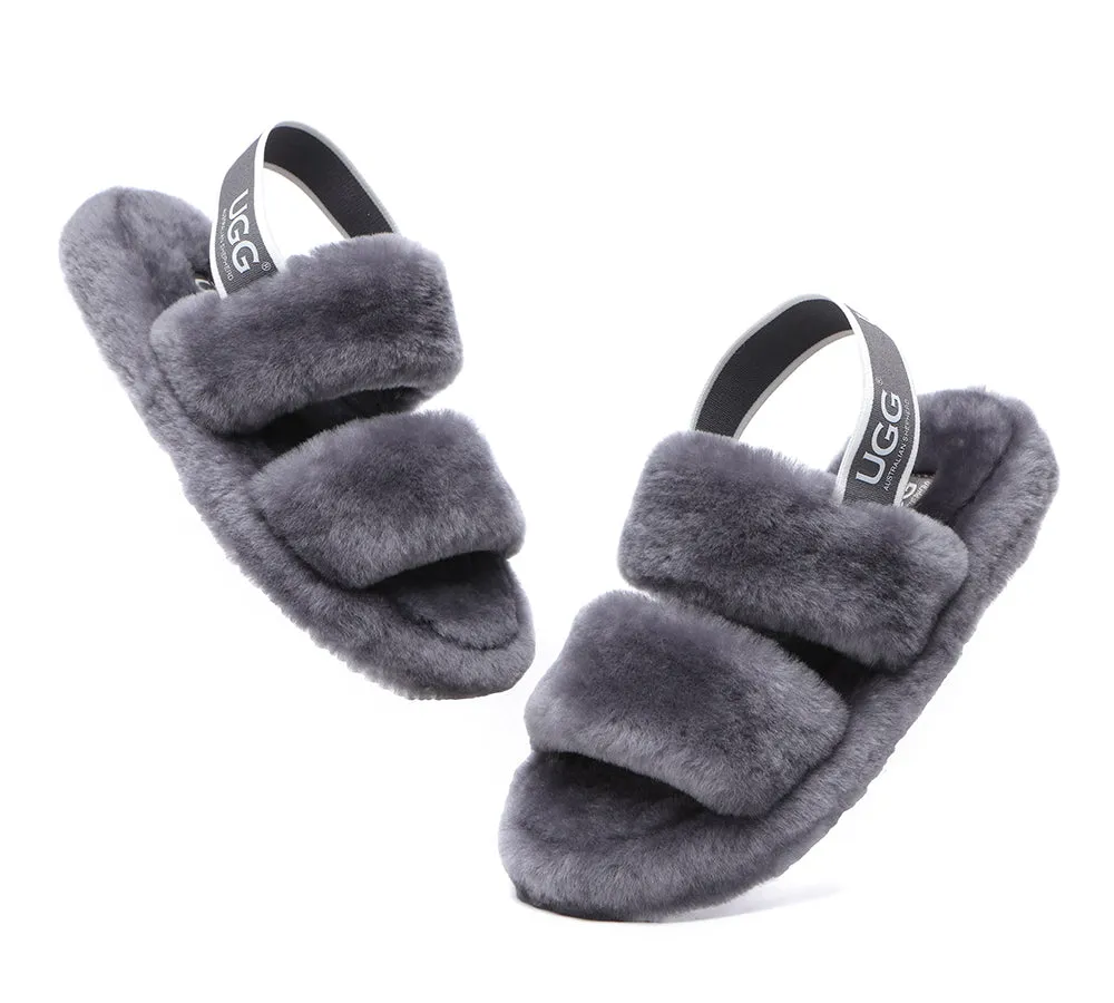 AUSTRALIAN SHEPHERD® UGG Women Double Strap Slingback Fluffy Slides Lonnie