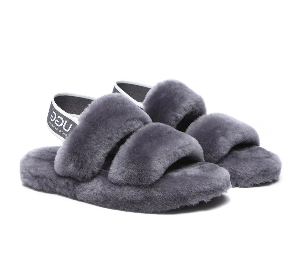 AUSTRALIAN SHEPHERD® UGG Women Double Strap Slingback Fluffy Slides Lonnie