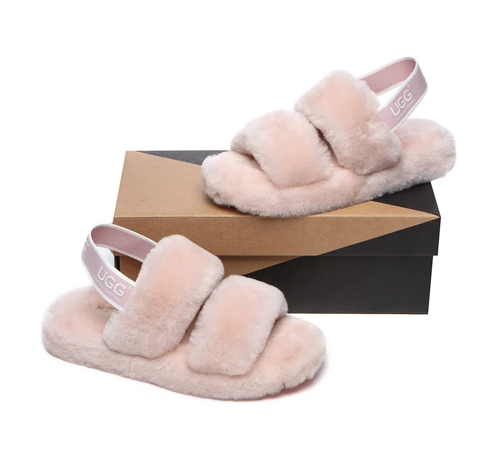 AUSTRALIAN SHEPHERD® UGG Women Double Strap Slingback Fluffy Slides Lonnie