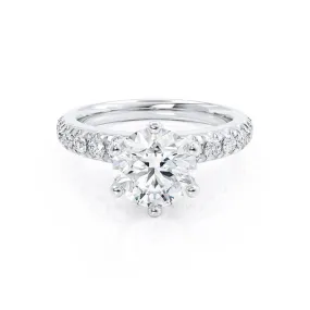 BELLE - Round Lab Diamond 18k White Gold Shoulder Set Ring