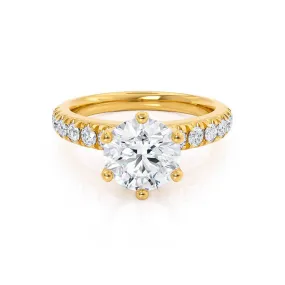 BELLE - Round Lab Diamond 18k Yellow Gold Shoulder Set Ring