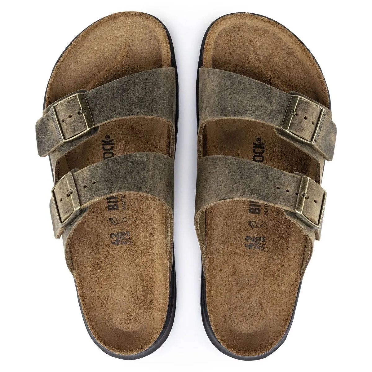 Birkenstock Men's Arizona Rugged Cross Town Faded Khaki Oiled Leather