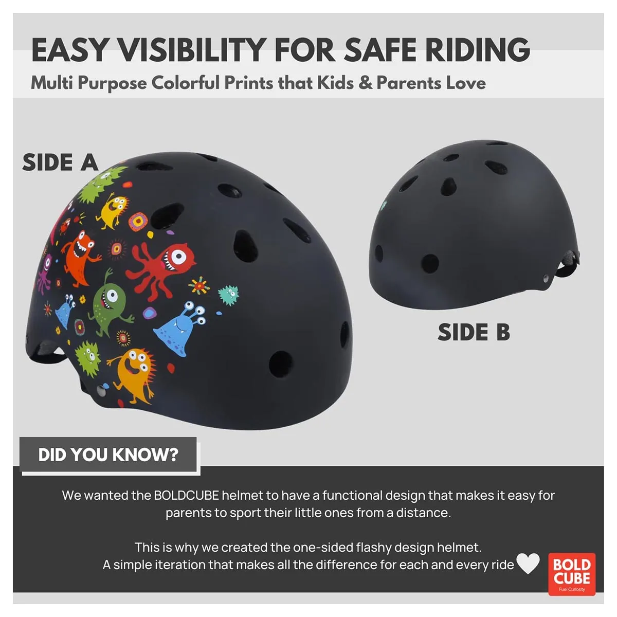 Boldcube Safety Helmet Monster Party Black Small