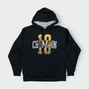 Champion Mens Fleece Pullover Hoodie Sweatshirt | XL | Black/Yellow ‘19’ | NWT