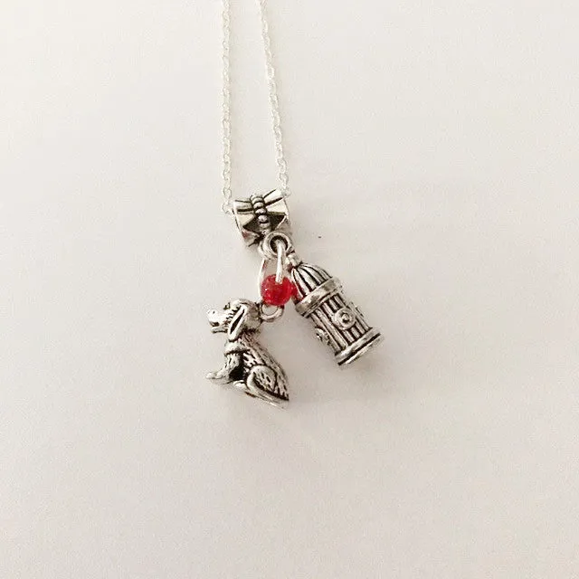 Charm necklace/ Dog and fire hydrant