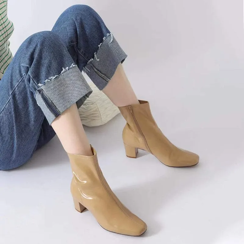 Classic Slimming Boots Elegant Glove-Like Ankle Boots High Heel Side Zipper Boots