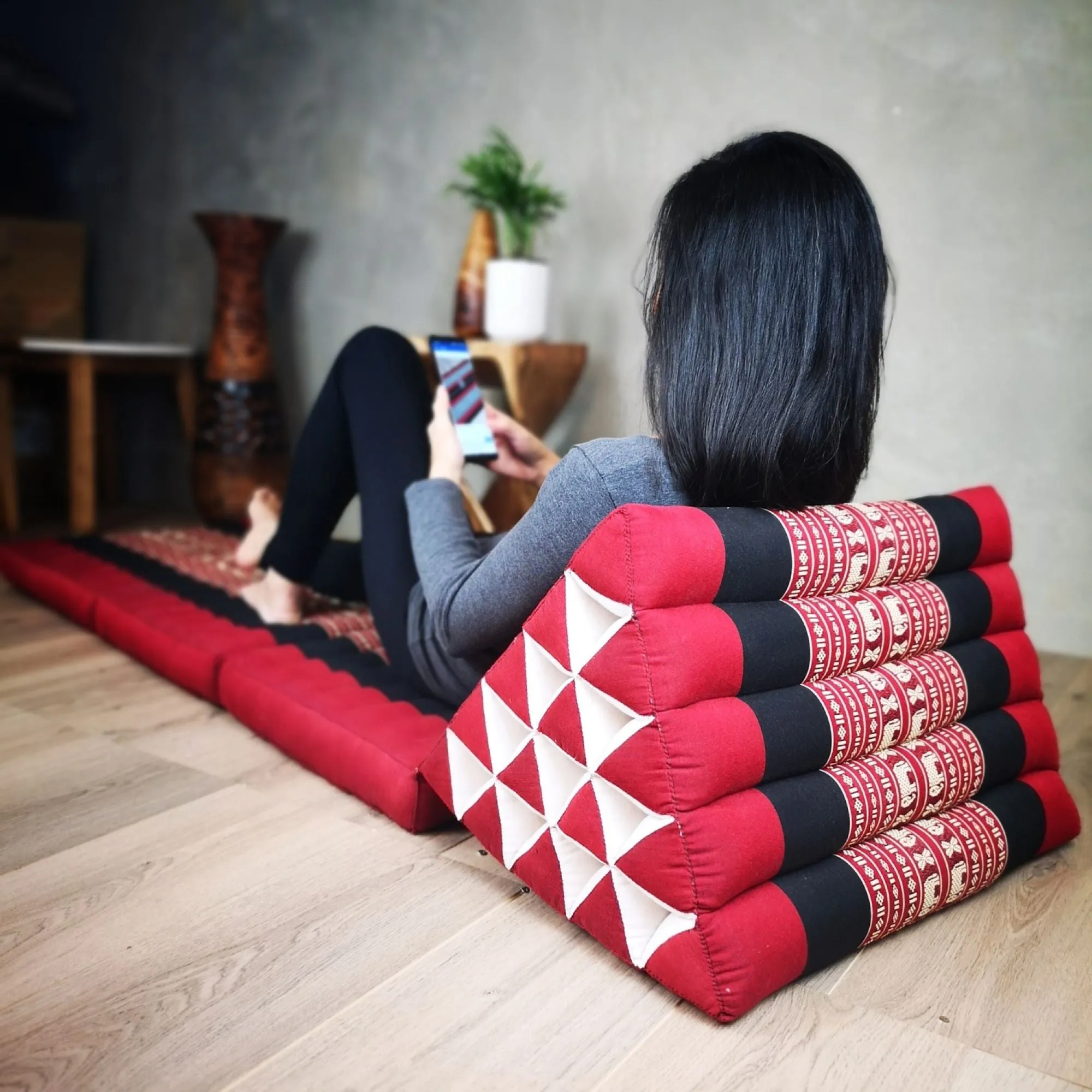 Day bed roll out mattress 3-Folds with backrest Cushion -100% Thailand handmade Kapok-BRedThai kapok cushion