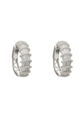 Deco Fantail Hoop Earrings Silver