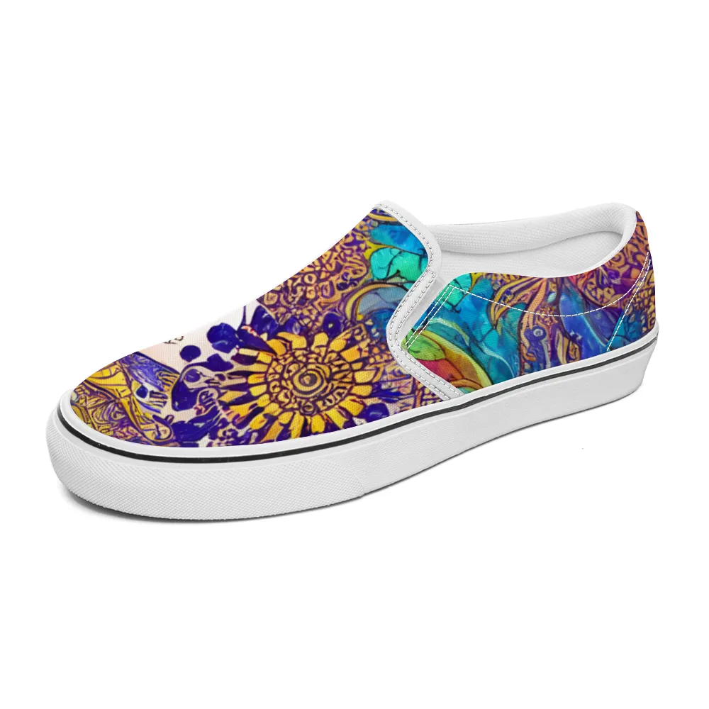 Henna Tattoo Pattern Collection - Unisex Slip-On Canvas Sneakers