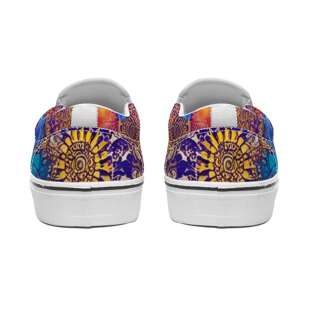 Henna Tattoo Pattern Collection - Unisex Slip-On Canvas Sneakers