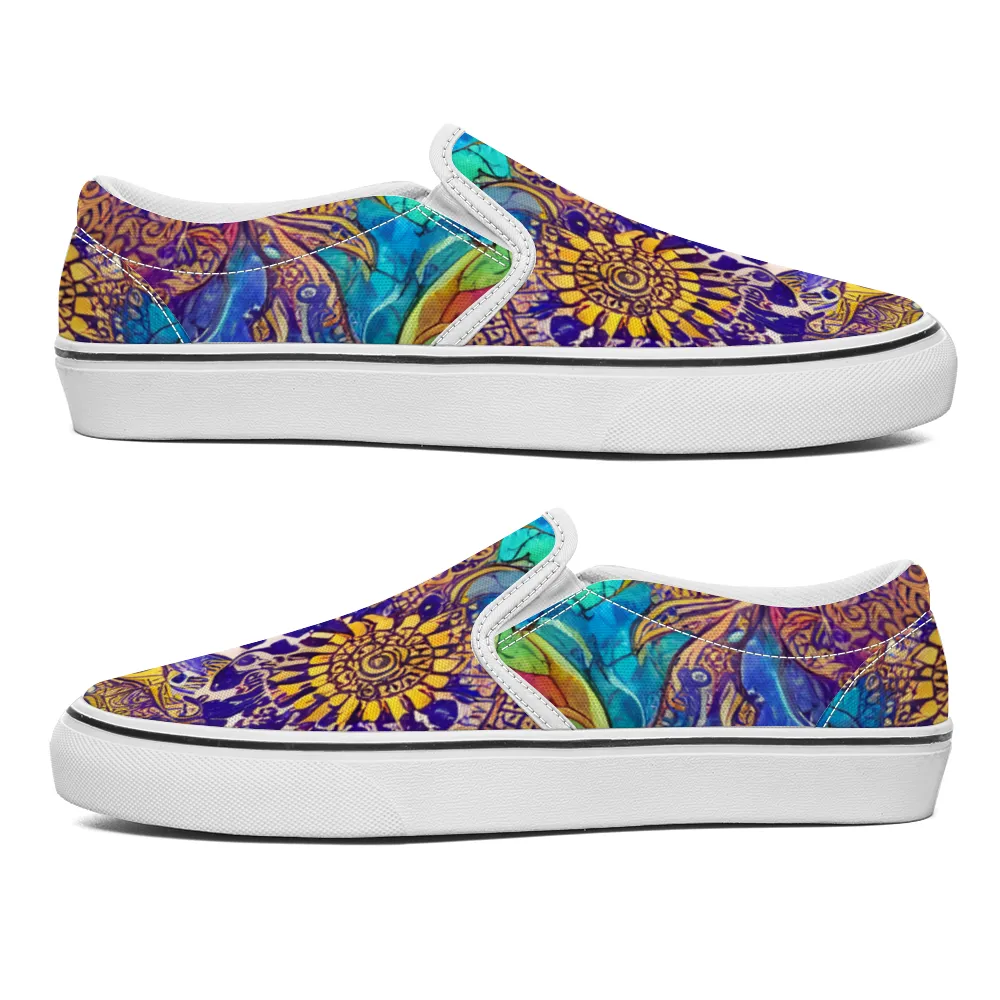 Henna Tattoo Pattern Collection - Unisex Slip-On Canvas Sneakers