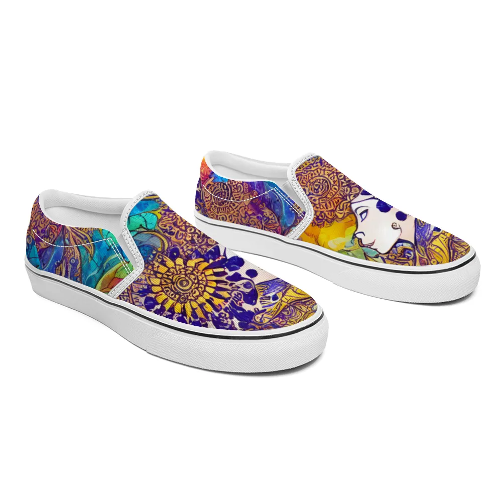 Henna Tattoo Pattern Collection - Unisex Slip-On Canvas Sneakers