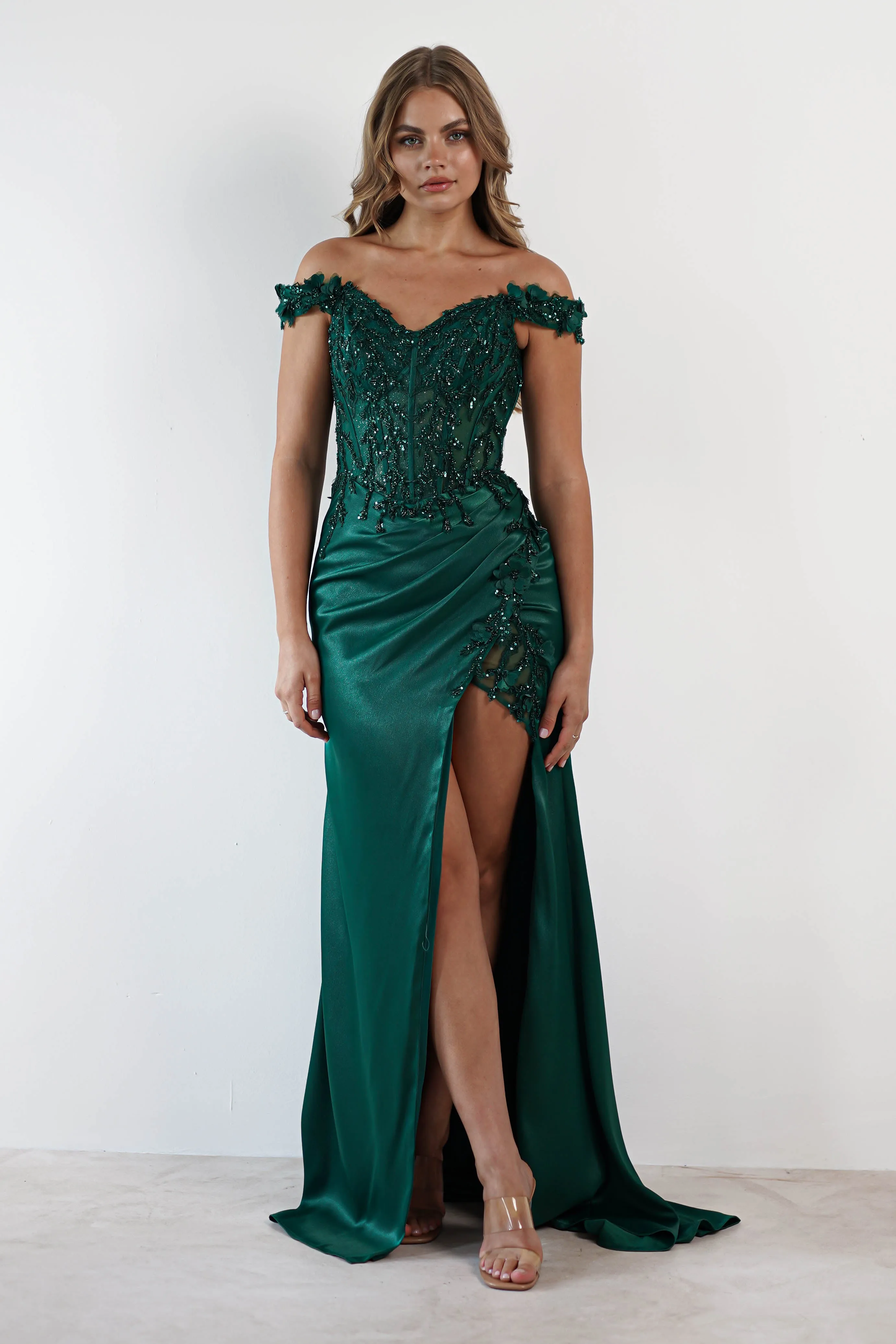 Khacy Embellished Gown | Emerald