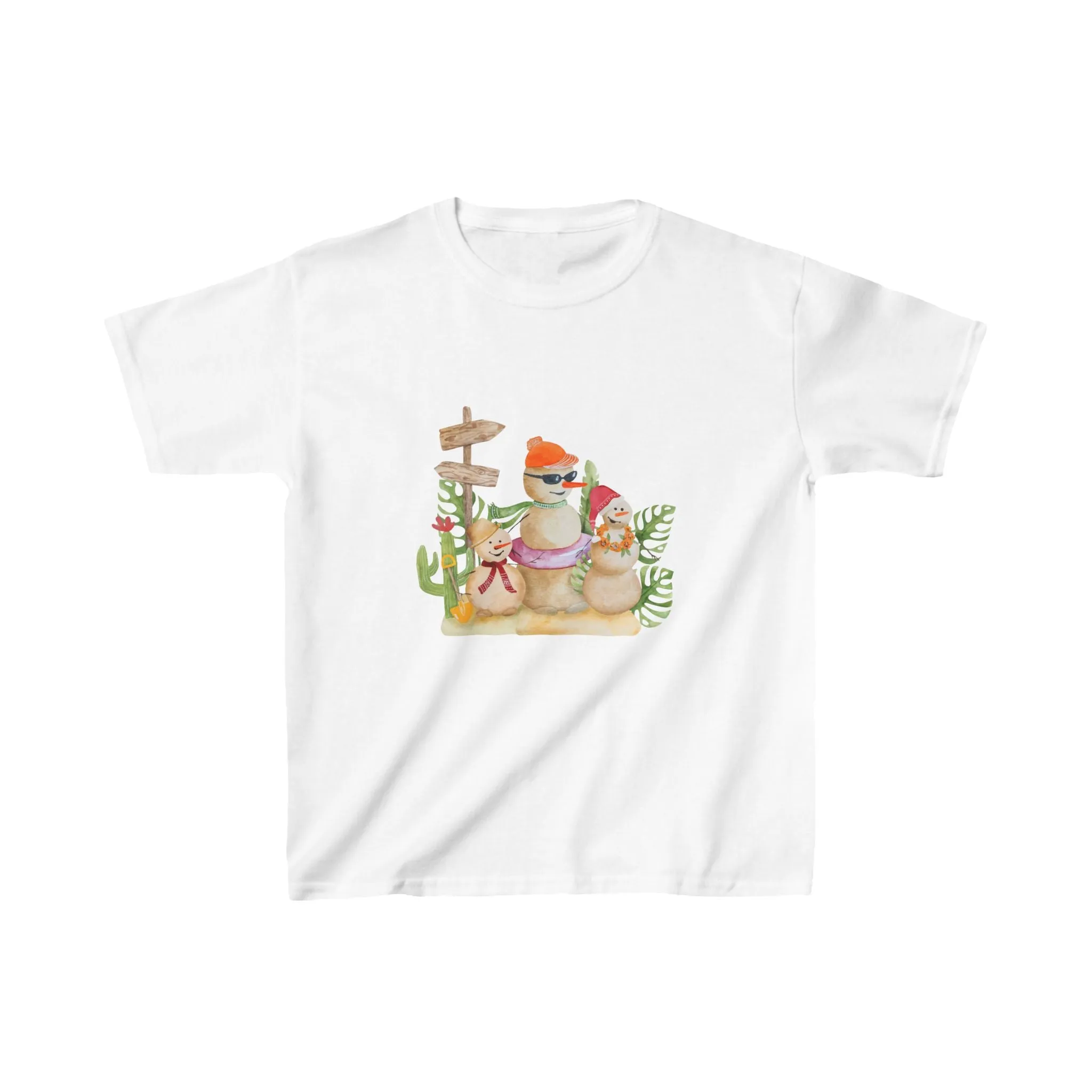 Kids Tee - Merry Christmas Snow Family Boys & Girls