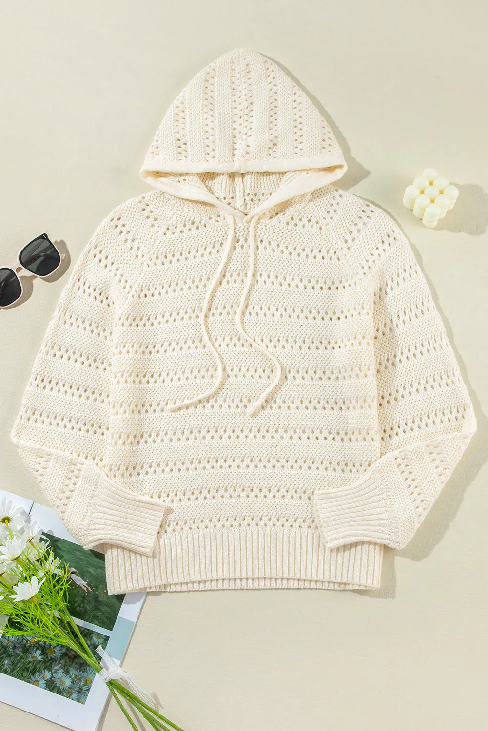 Knit Raglan Sleeve Hooded Sweater