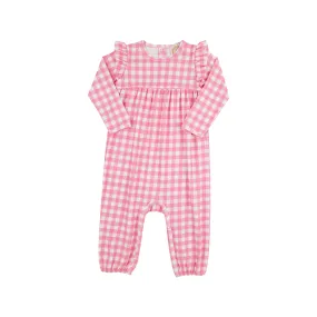 Leigh Ann Angel Sleeve Romper - Hamptons Hot Pink Gingham with Hamptons Hot Pink