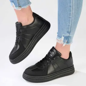 Madison Platform Lace Up Fashion Sneaker - Black