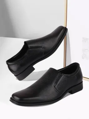 Men Black Plus Size Genuine Leather Formal Slip On Shoes