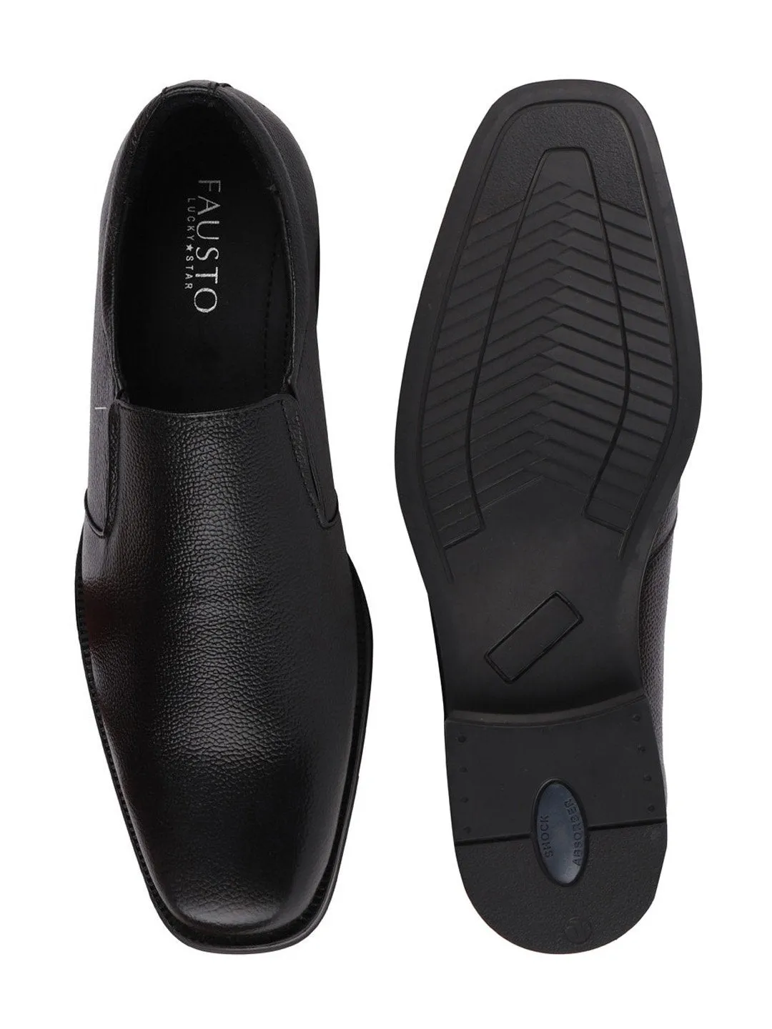 Men Black Plus Size Genuine Leather Formal Slip On Shoes