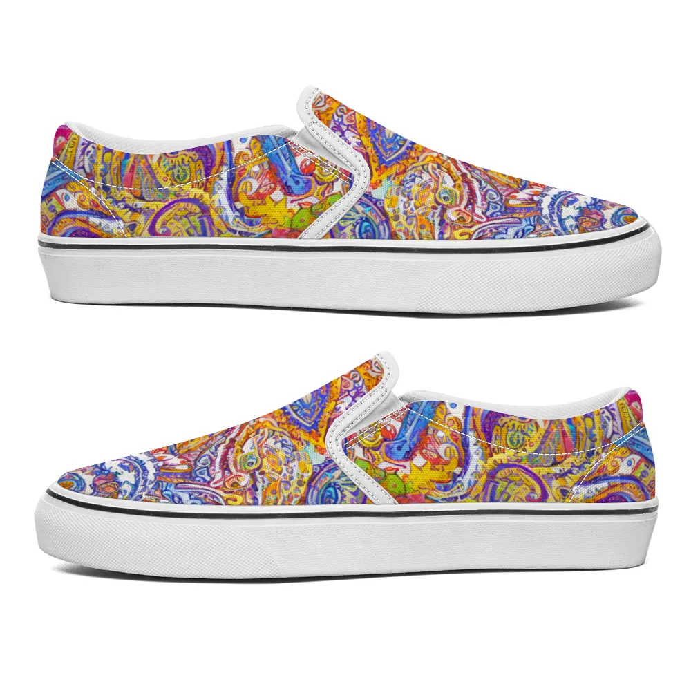 Paisley Pattern Collection - Unisex Slip-On Canvas Sneakers