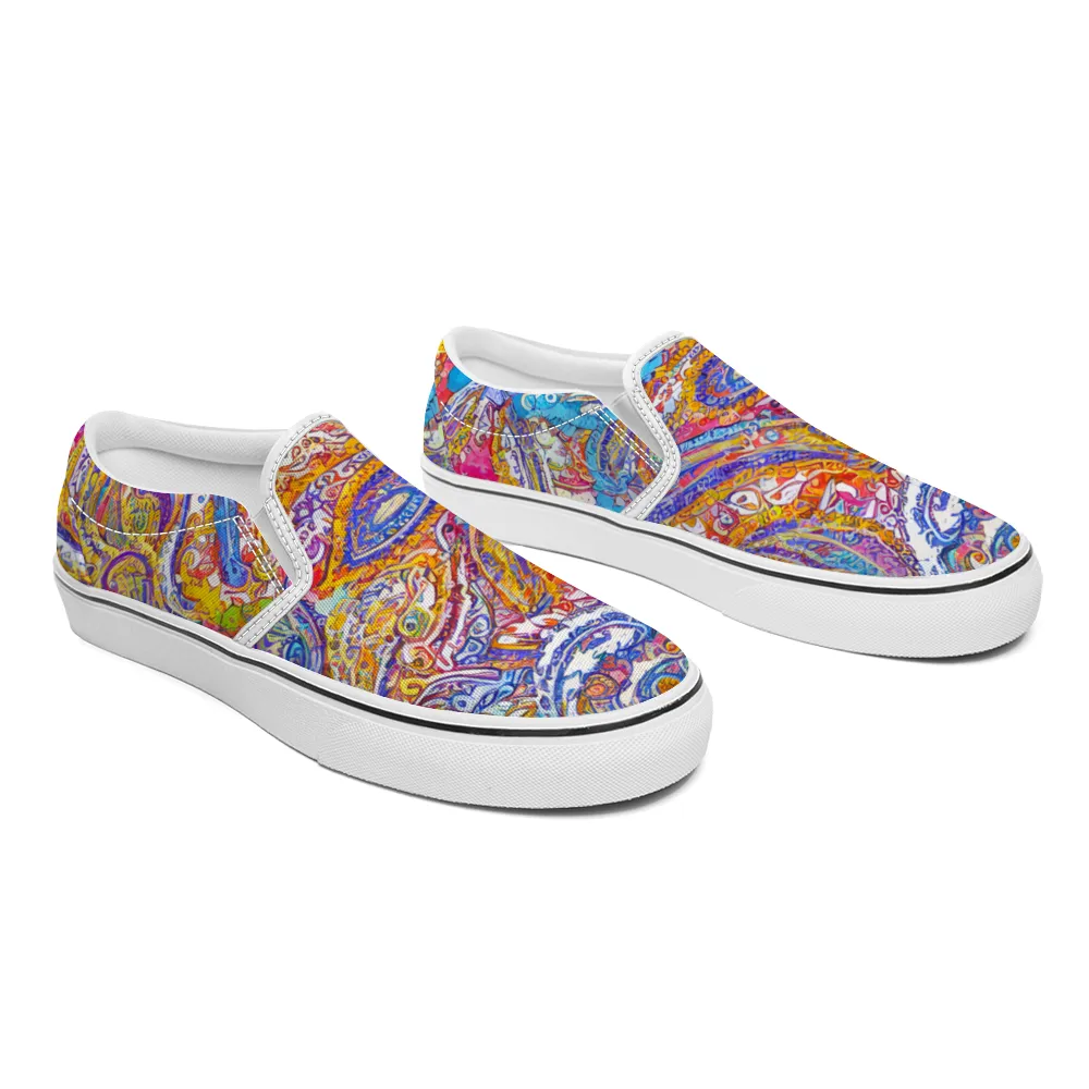 Paisley Pattern Collection - Unisex Slip-On Canvas Sneakers