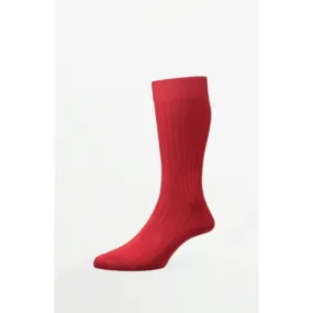 Pantherella - Danvers Cherry Red/Scarlet Cotton English Made - Socks