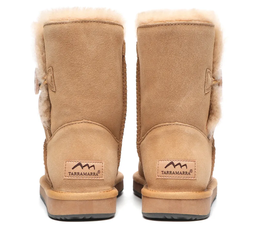 Premium Australian Sheepskin Boots Unisex Short Button Plus