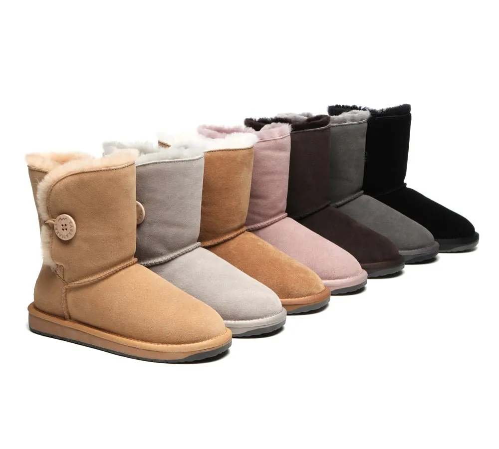 Premium Australian Sheepskin Boots Unisex Short Button Plus