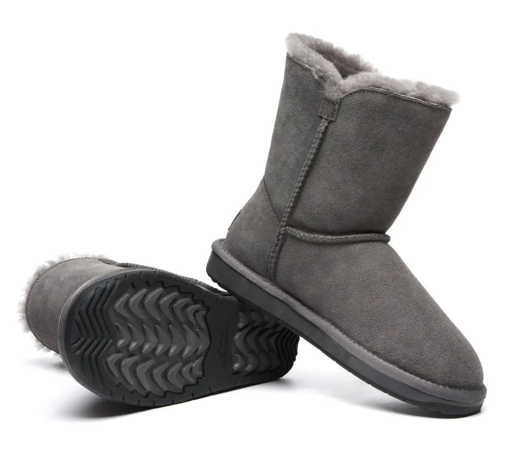 Premium Australian Sheepskin Boots Unisex Short Button Plus