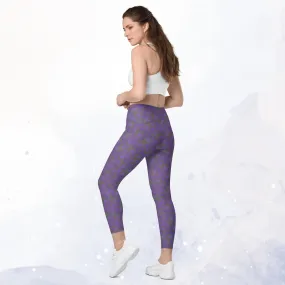 Purple and Gray Long Leggings with Pockets