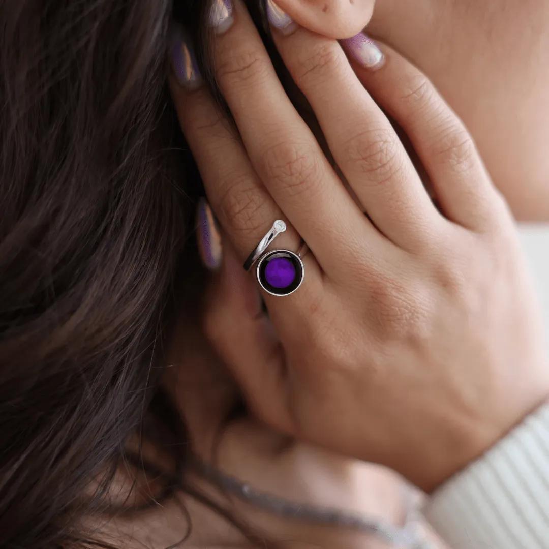 Purple Potion Ring in Rhodium