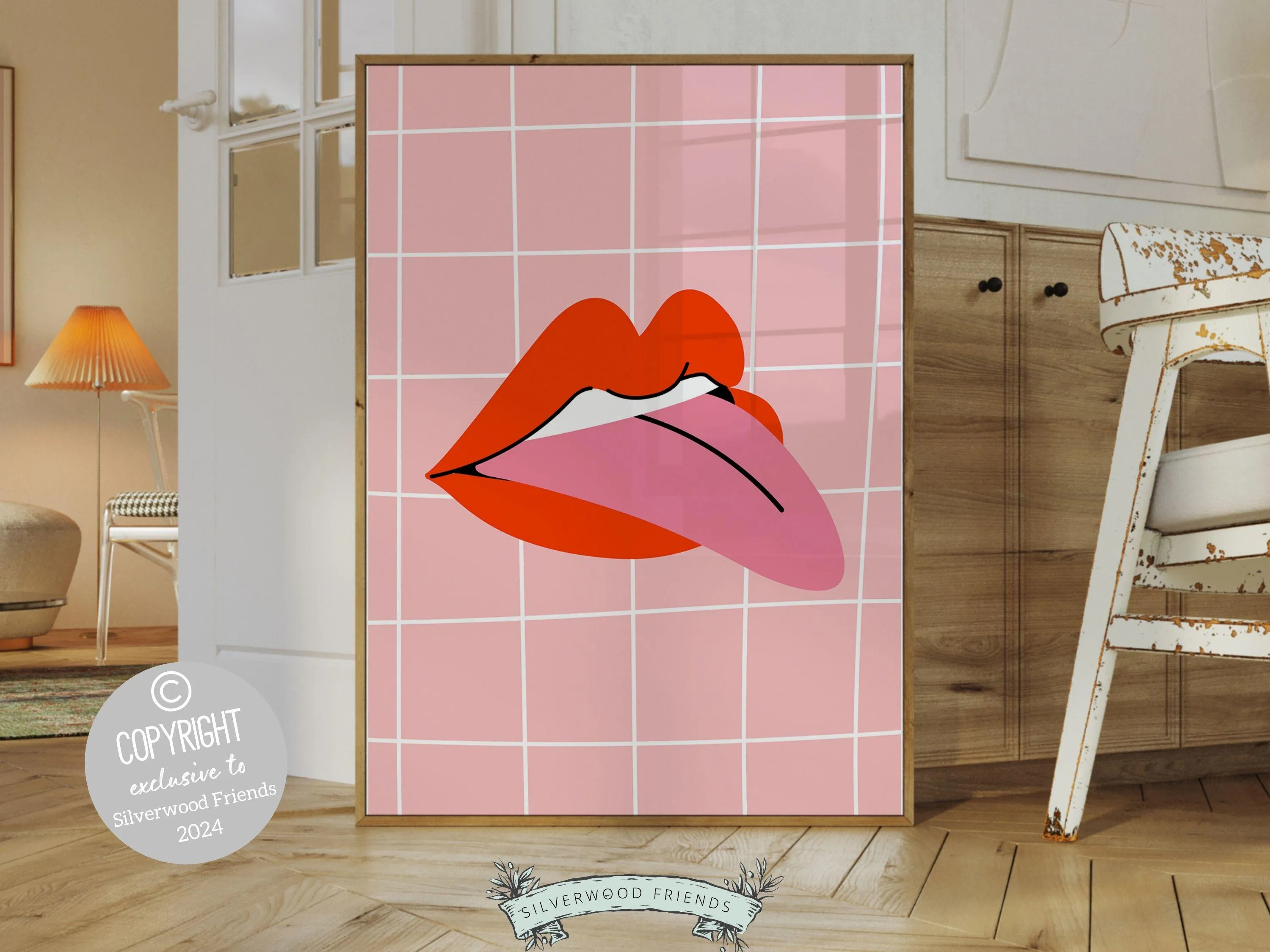 Red Lipstick Lips Print - 002