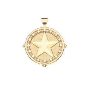 TEXAS JW Original Pendant Coin in 14k Solid Gold with Stones