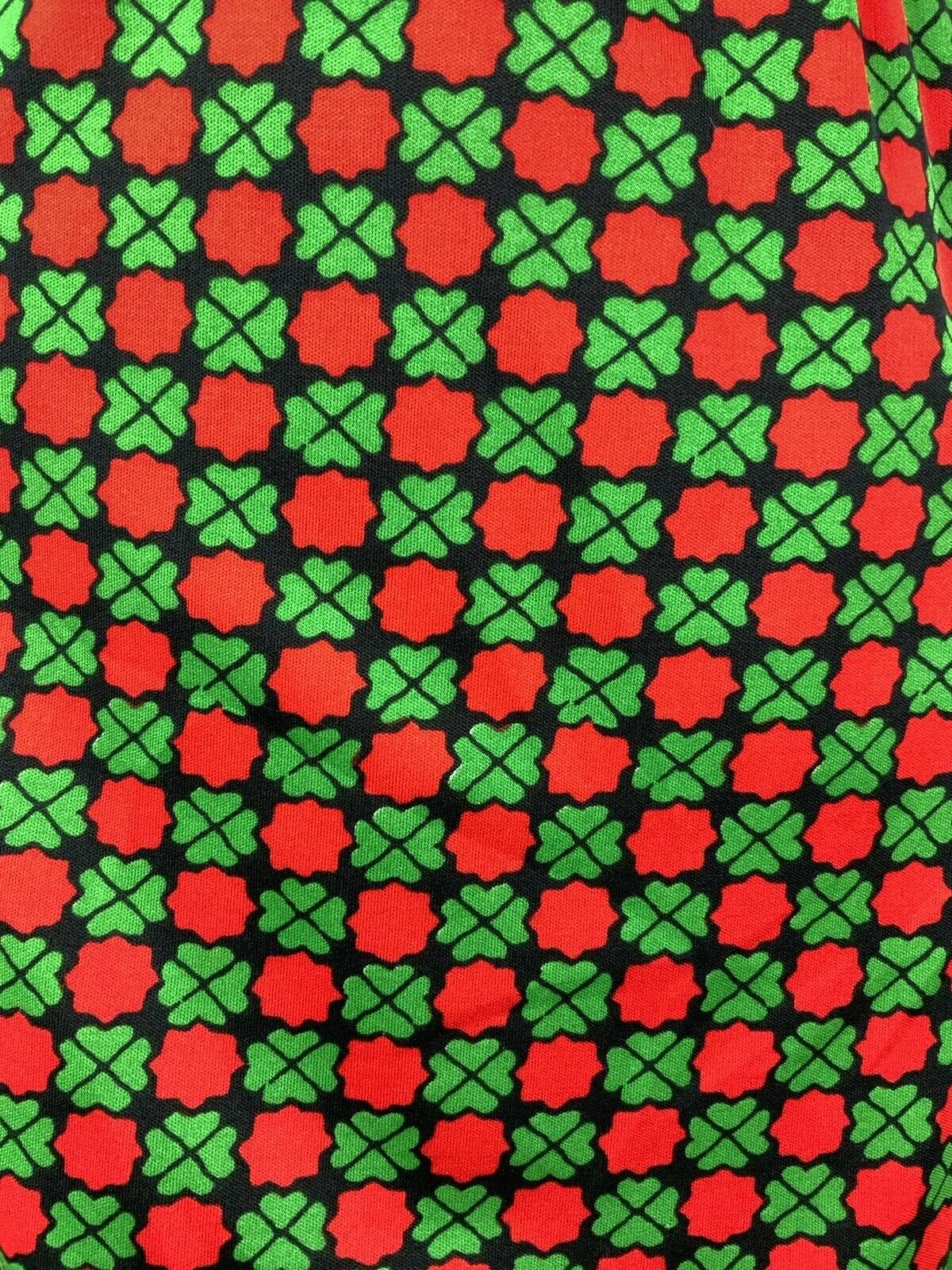 VINTAGE 60s 70s BLACK RED GREEN FLORAL CHECKERBOARD MOD DRESS 10