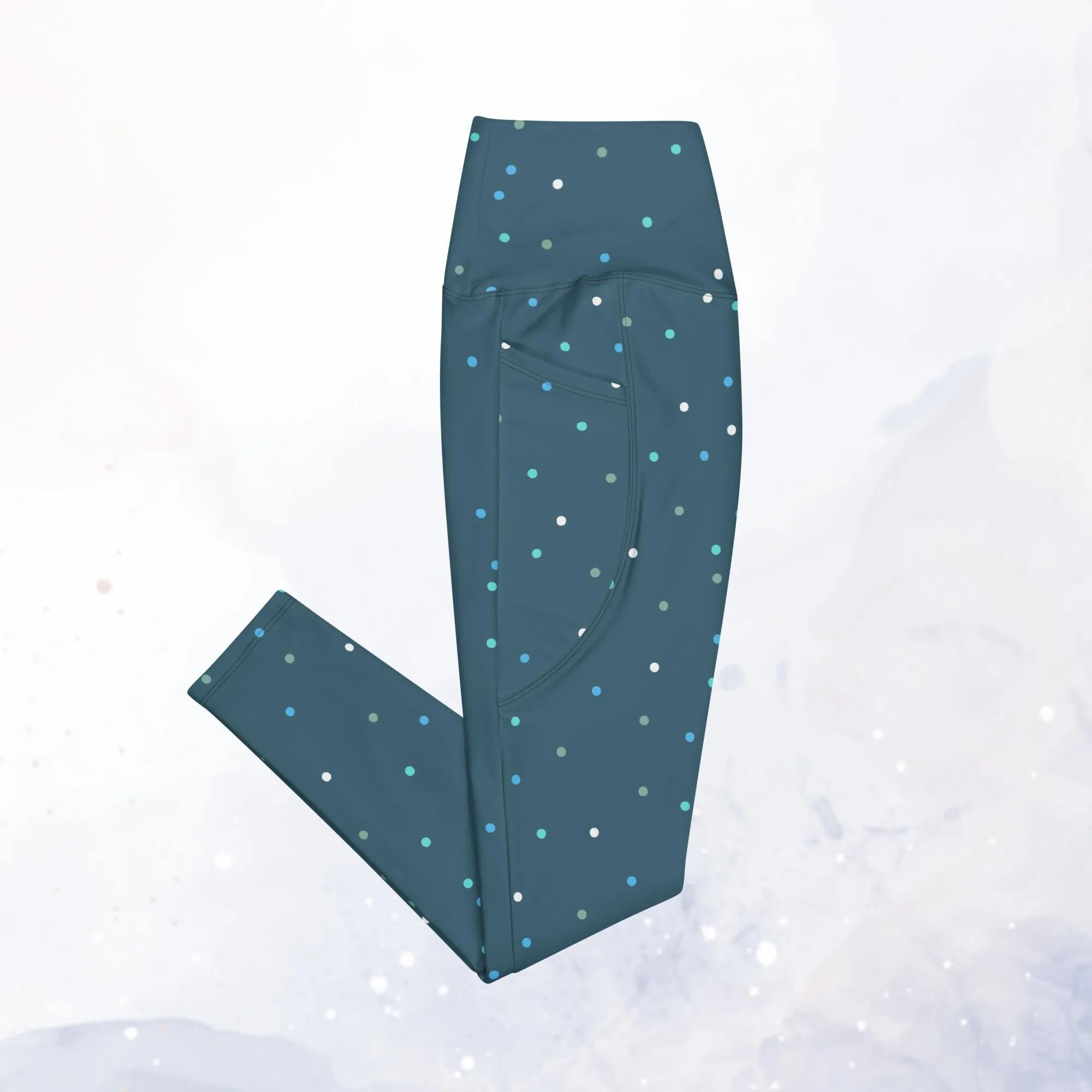 Winter Blue Polka Dot Leggings with Pockets