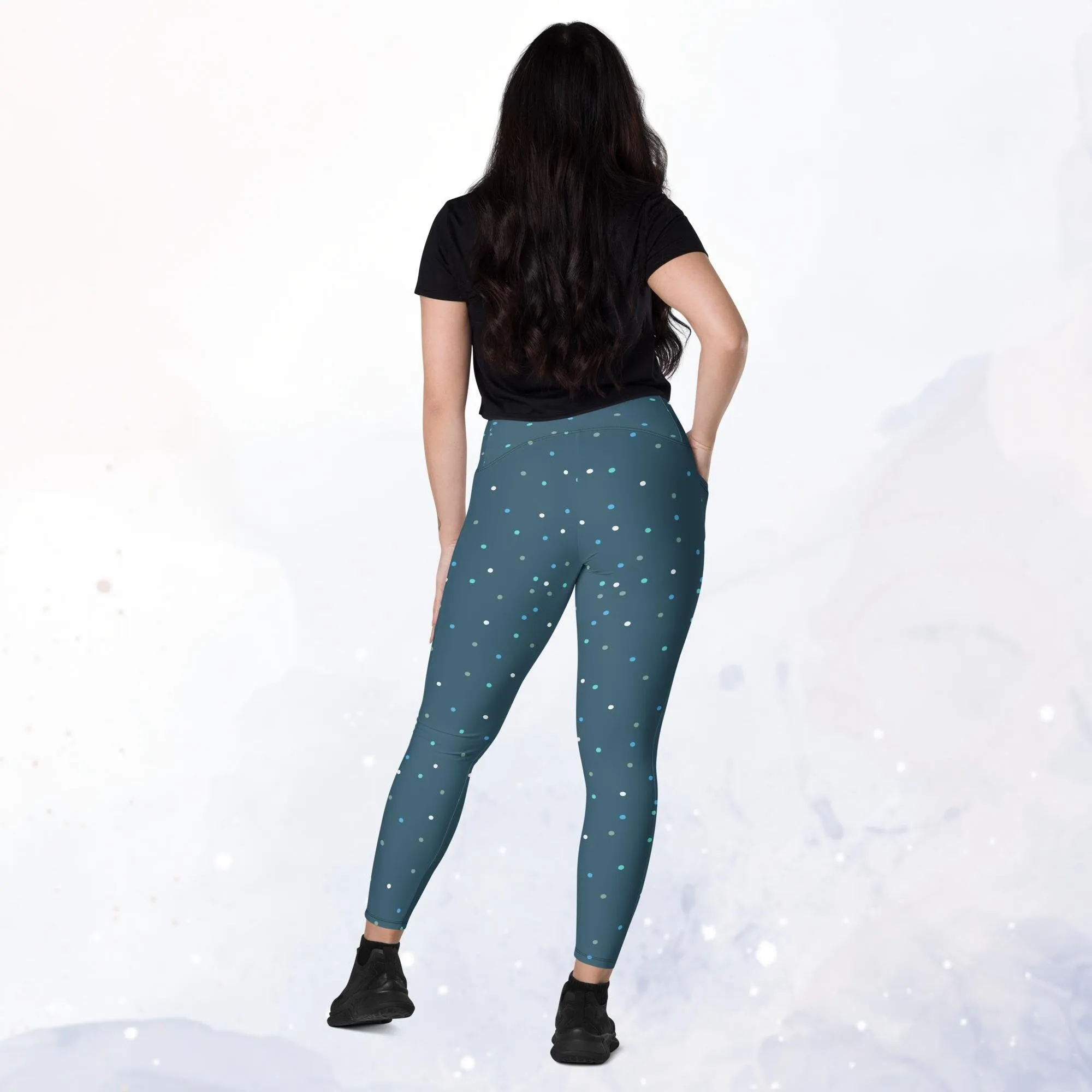 Winter Blue Polka Dot Leggings with Pockets