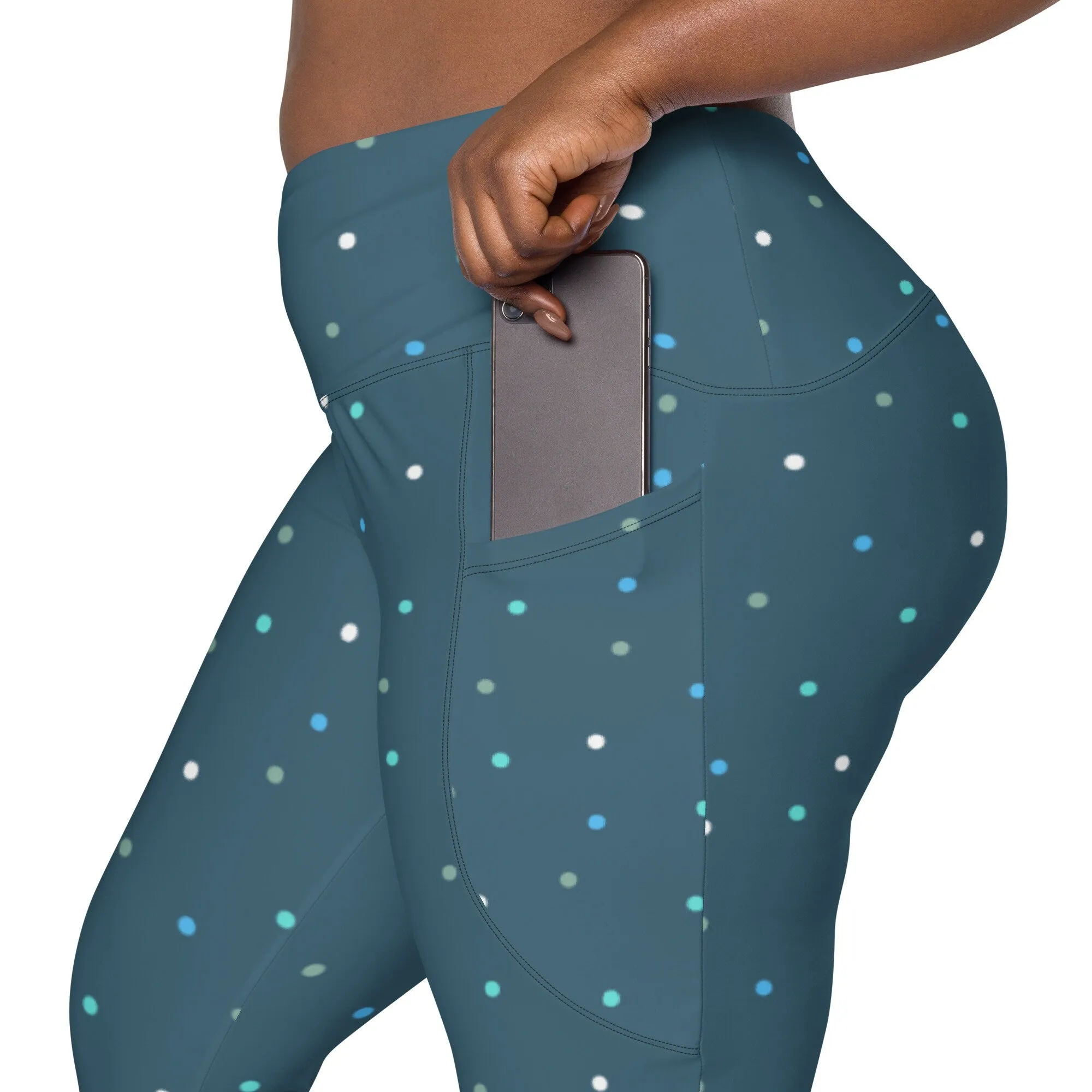 Winter Blue Polka Dot Leggings with Pockets