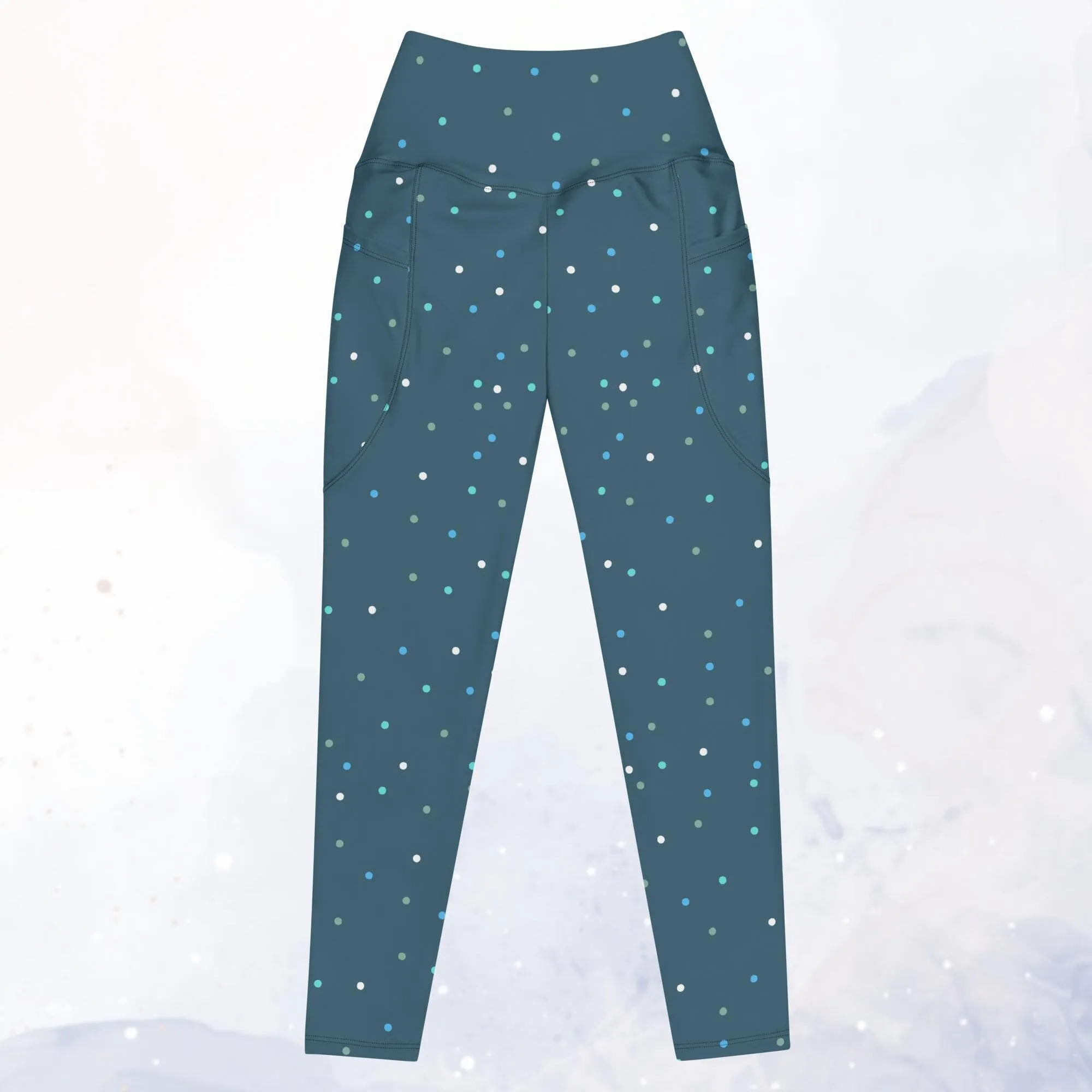 Winter Blue Polka Dot Leggings with Pockets