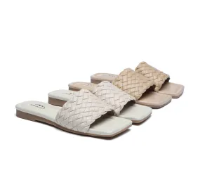 Women Flats Open Square Toe Woven Sandals Taunia